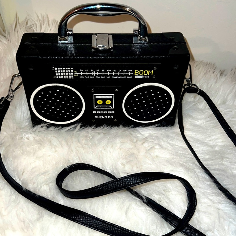 Black radio boom purse
